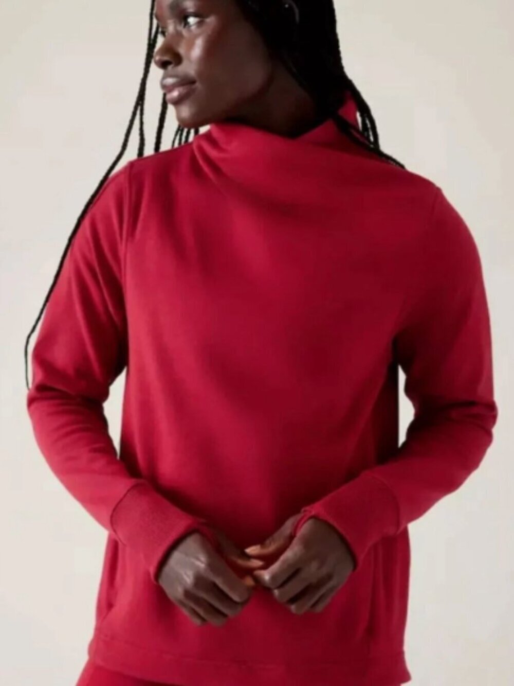 ATHLETA Cozy Karma Twist Neck Sweatshirt Red Size Medium